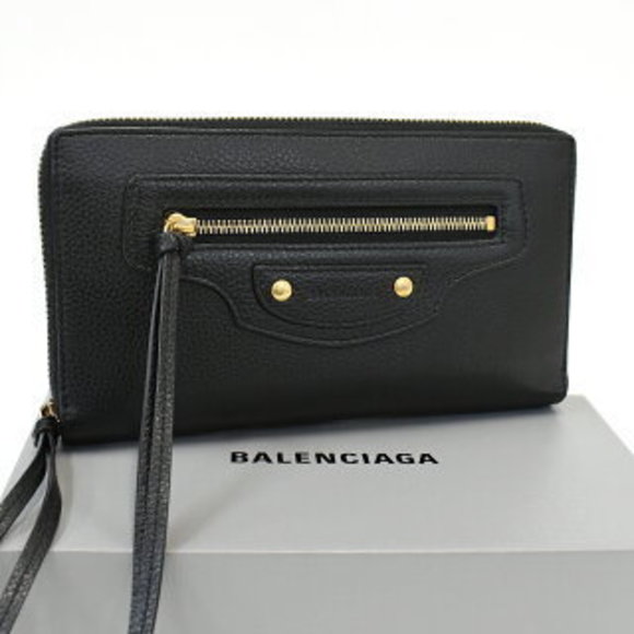 BALENCIAGA Neo Zip Long Wallet Black Leather - Picture 1 of 7